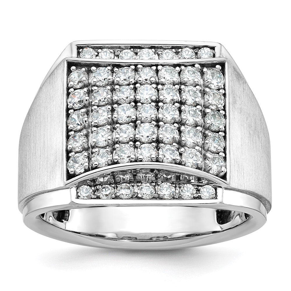 14k White Gold IBGoodman Men's Polished & Satin Diamond Cluster Ring