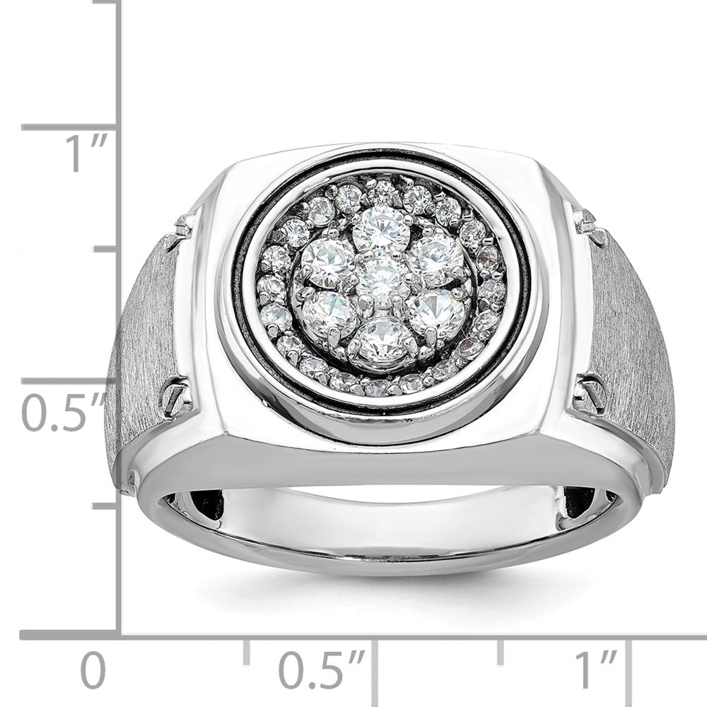 14kw IBGoodman Men's Polished & Satin Diamond Round Cluster Ring