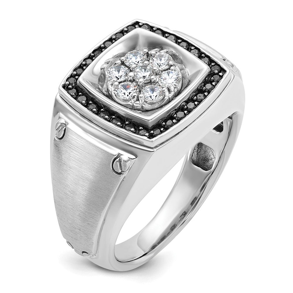 14k White Gold IBGoodman Men's Polished/Satin Halo Cluster Ring Mtg