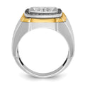 10ktt IBGoodman Men's Polished Black & White Dia Square Cluster Ring