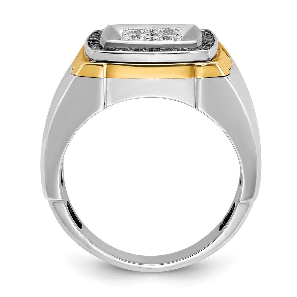 14ktt IBGoodman Men's Polished Black & White Dia Square Cluster Ring