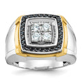 14ktt IBGoodman Men's Polished Black & White Dia Square Cluster Ring