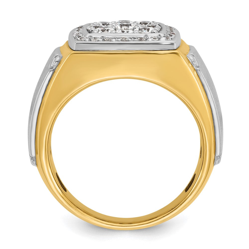 10ktt IBGoodman Men's Polished & Satin Diamond Square Cluster Ring