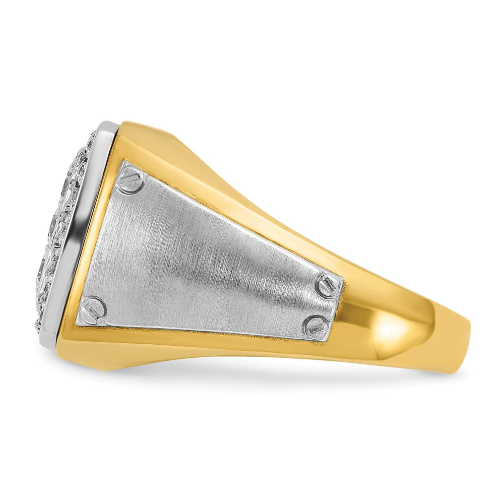 10k Two-tone IBGoodman Men's Polished & Satin Square Cluster Ring Mtg
