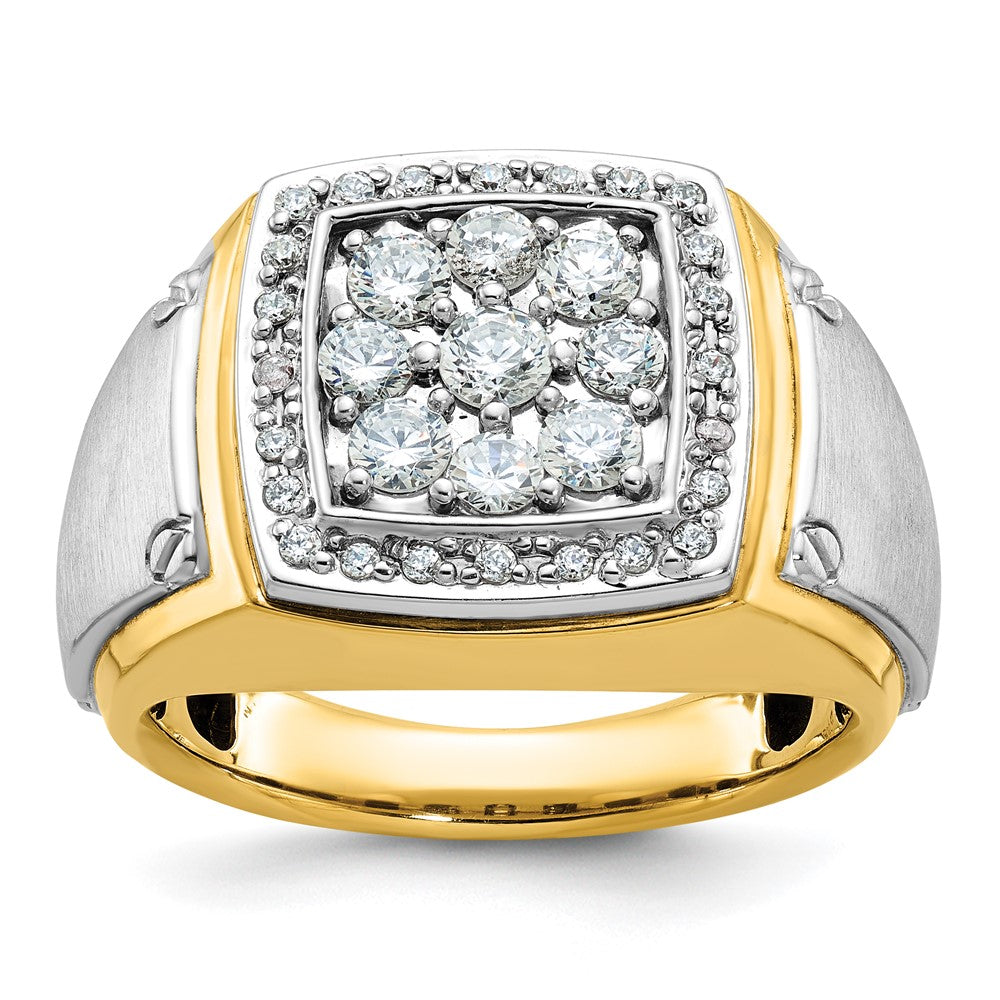 10k Two-tone IBGoodman Men's Polished & Satin Square Cluster Ring Mtg