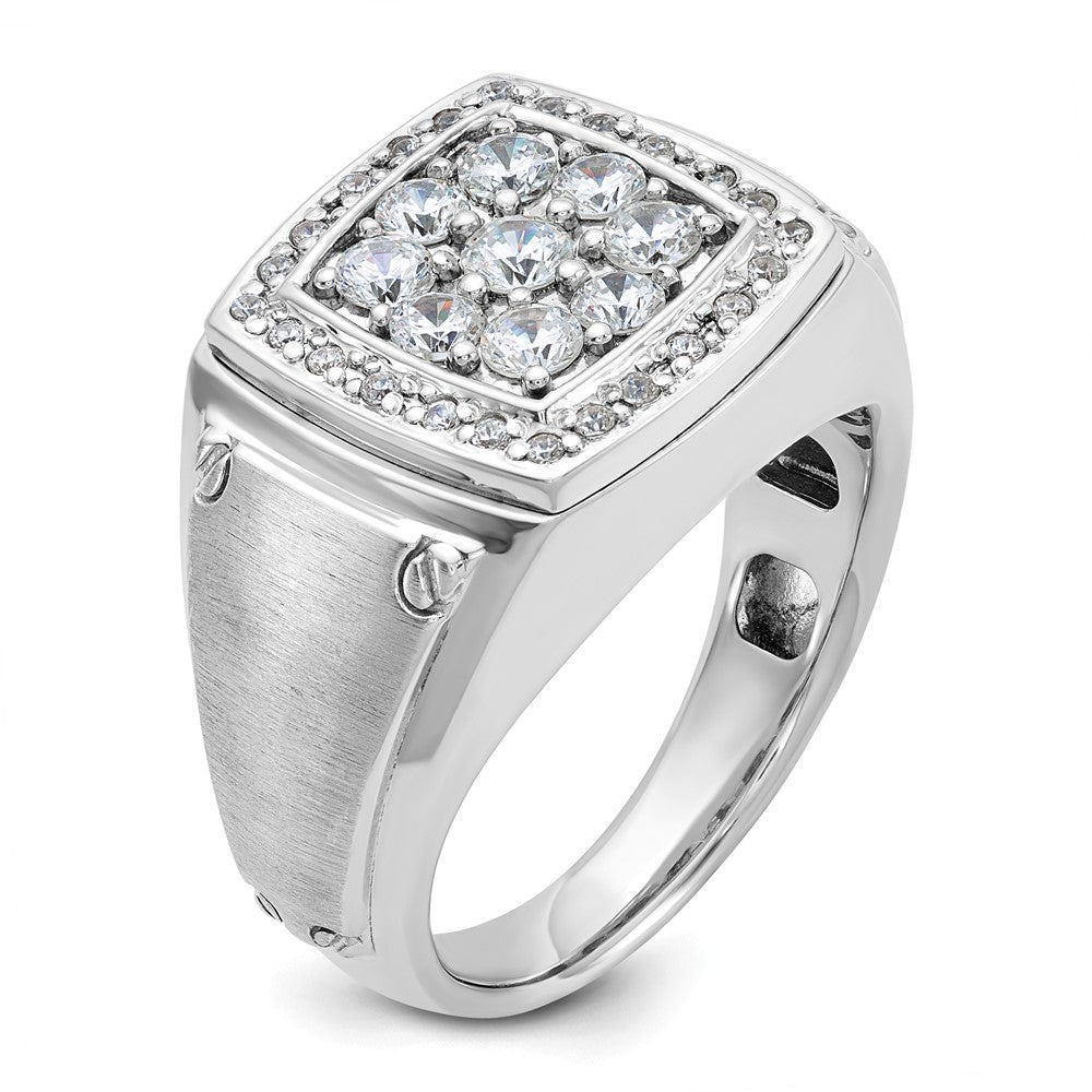 14ktt IBGoodman Men's Polished & Satin Diamond Square Cluster Ring