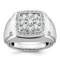 14ktt IBGoodman Men's Polished & Satin Diamond Square Cluster Ring