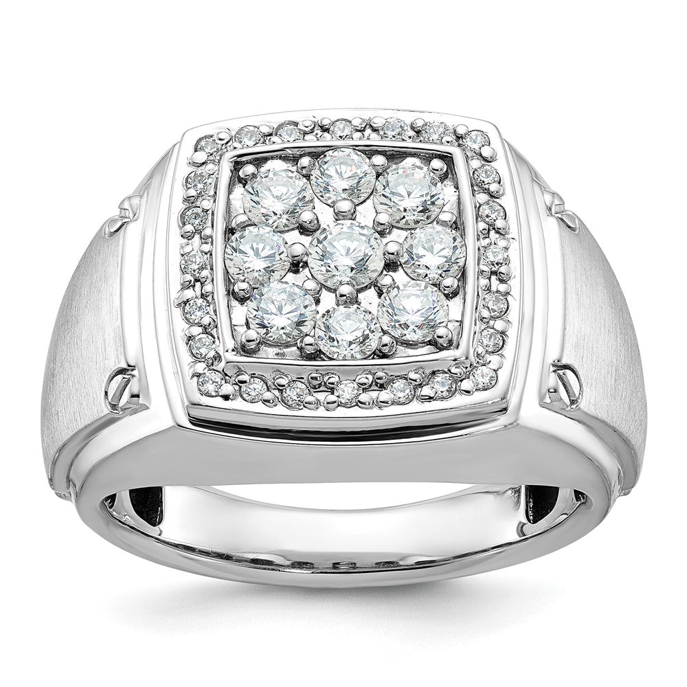 14ktt IBGoodman Men's Polished & Satin Diamond Square Cluster Ring