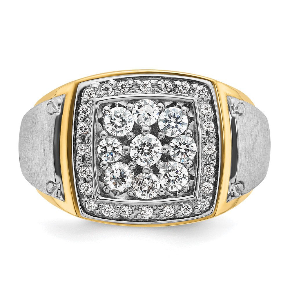 14ktt IBGoodman Men's Polished & Satin Diamond Square Cluster Ring
