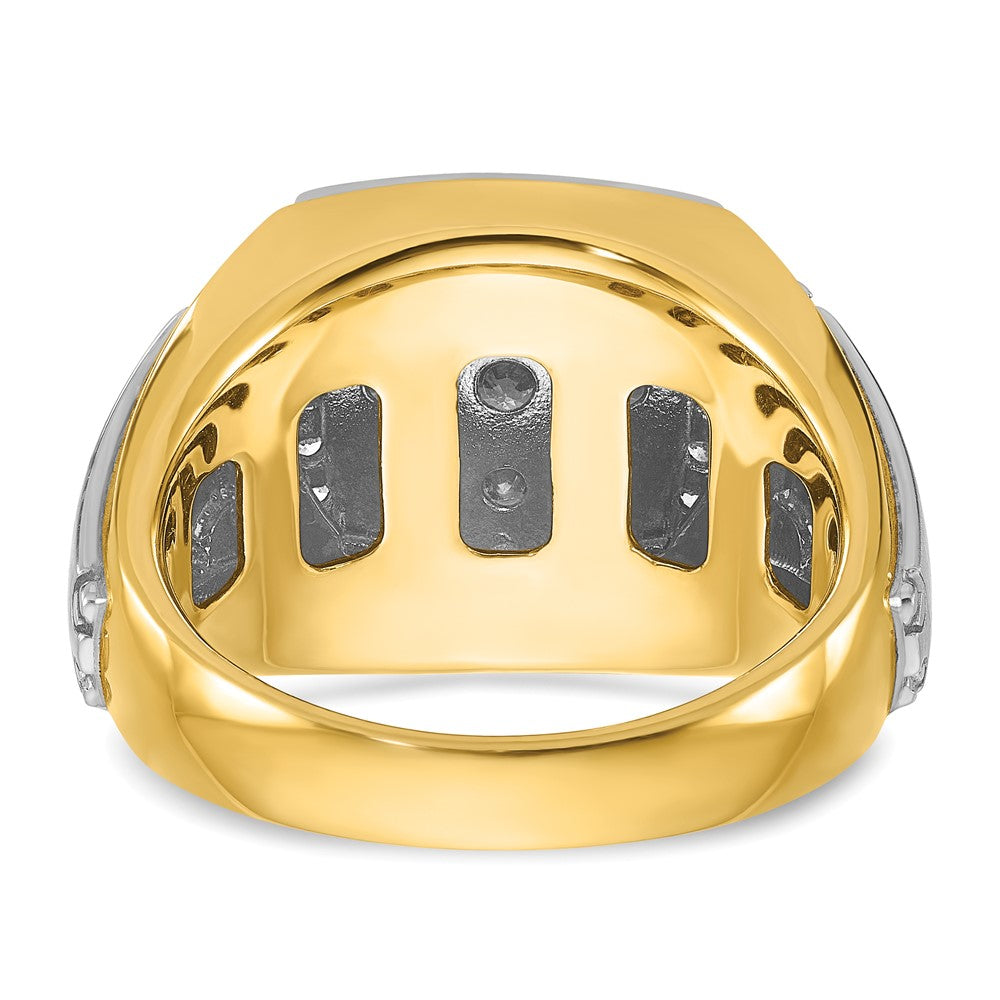 14ktt IBGoodman Men's Polished & Satin Diamond Square Cluster Ring