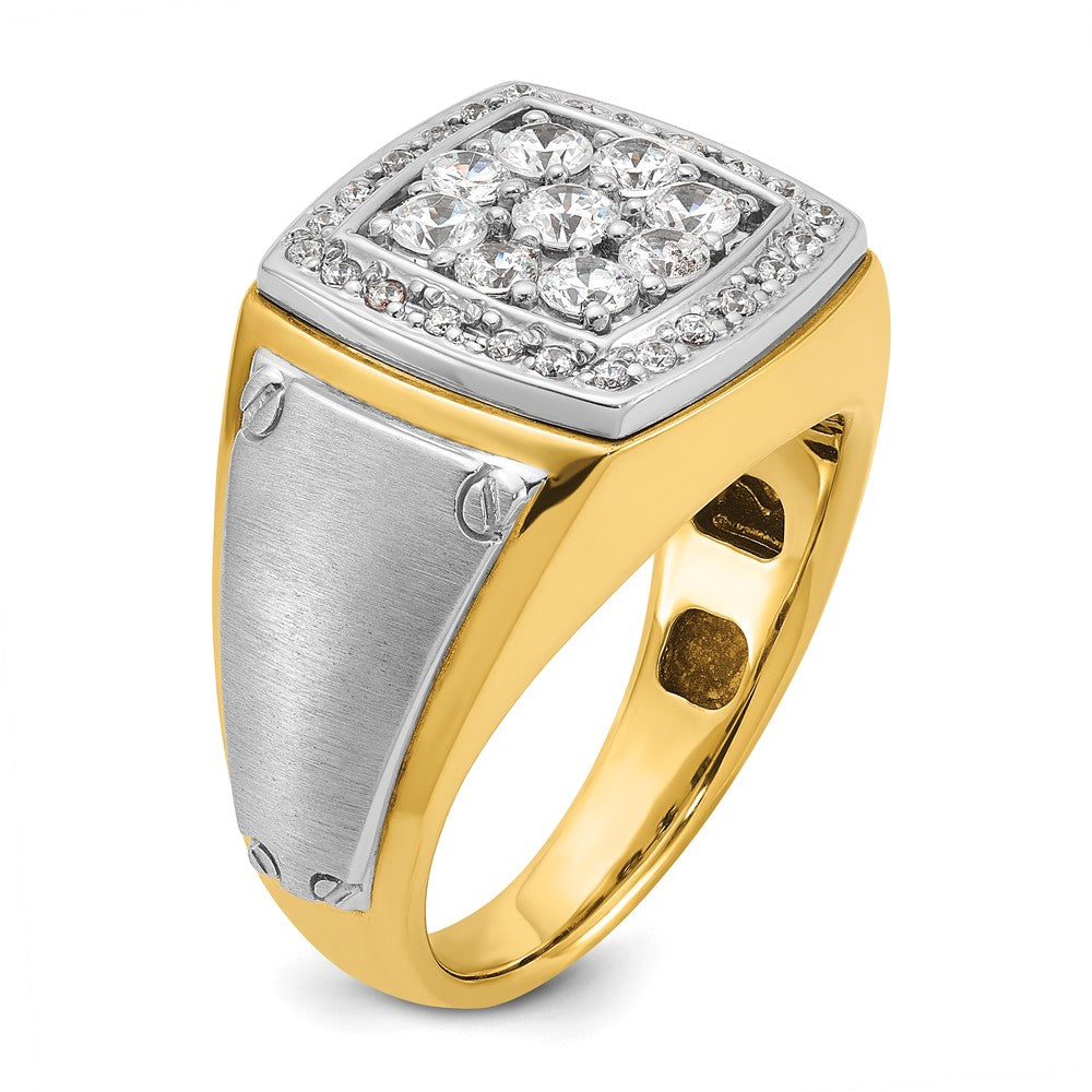 14k Two-tone IBGoodman Men's Polished & Satin Square Cluster Ring Mtg