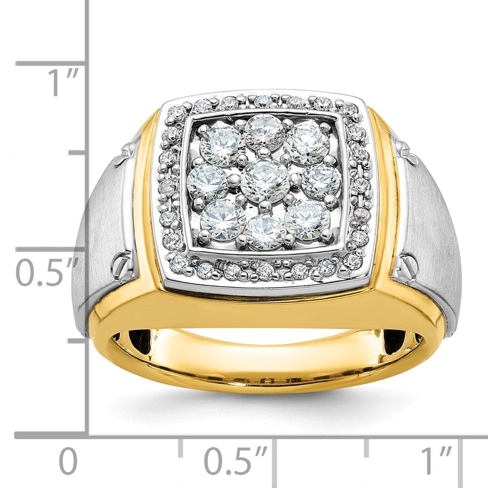 14ktt IBGoodman Men's Polished & Satin Diamond Square Cluster Ring