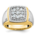 14k Two-tone IBGoodman Men's Polished & Satin Square Cluster Ring Mtg