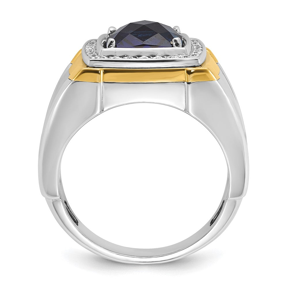 14k Two-tone IBGoodman Men's Polished Cr. Sapphire & Dia Ring