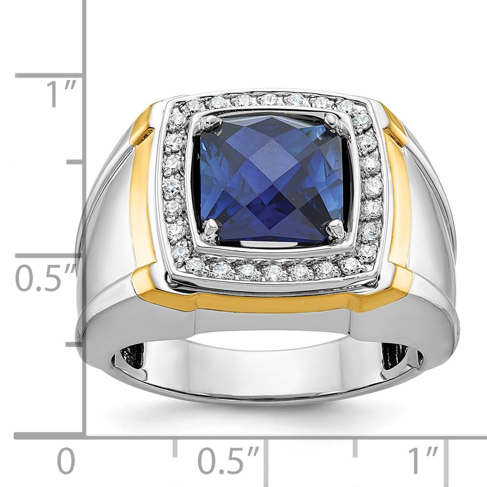 14k Two-tone IBGoodman Men's Polished Cr. Sapphire & Dia Ring