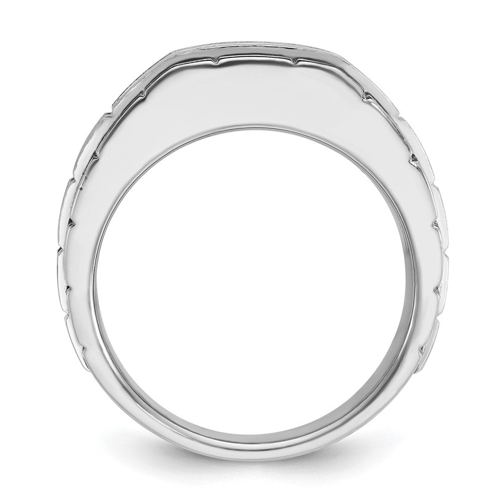 14kw w/ Black RH IBGoodman Men's Satin & Textured 7-Stone Dia Ring