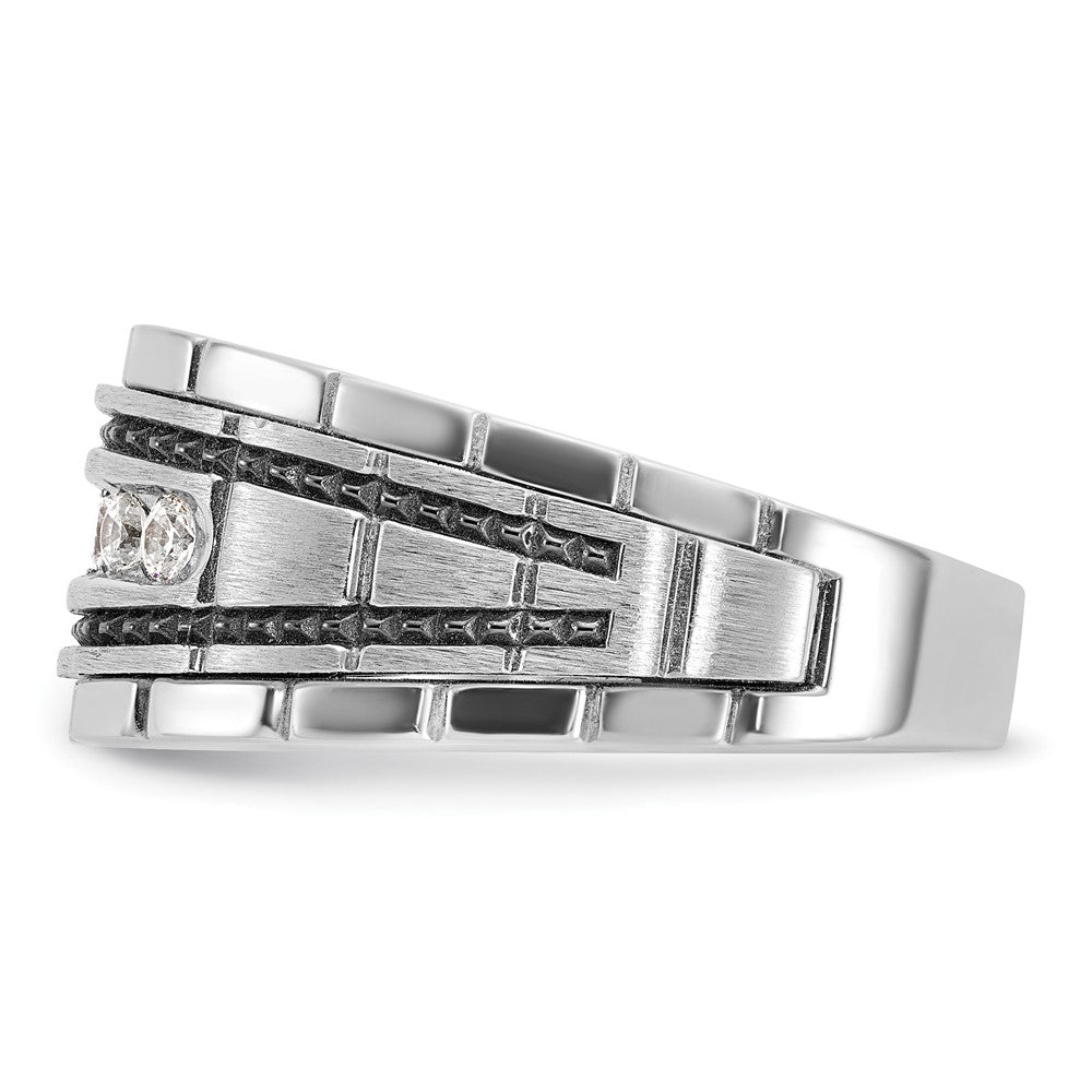 14k White Gold IBGoodman Men's Polish/Satin/Textured 7-Stone Ring Mtg