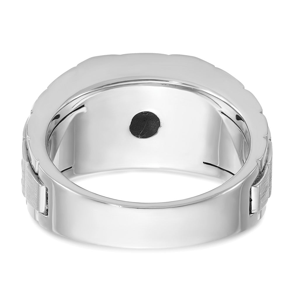 14kw w/ Black RH IBGoodman Men's Satin & Textured 7-Stone Dia Ring