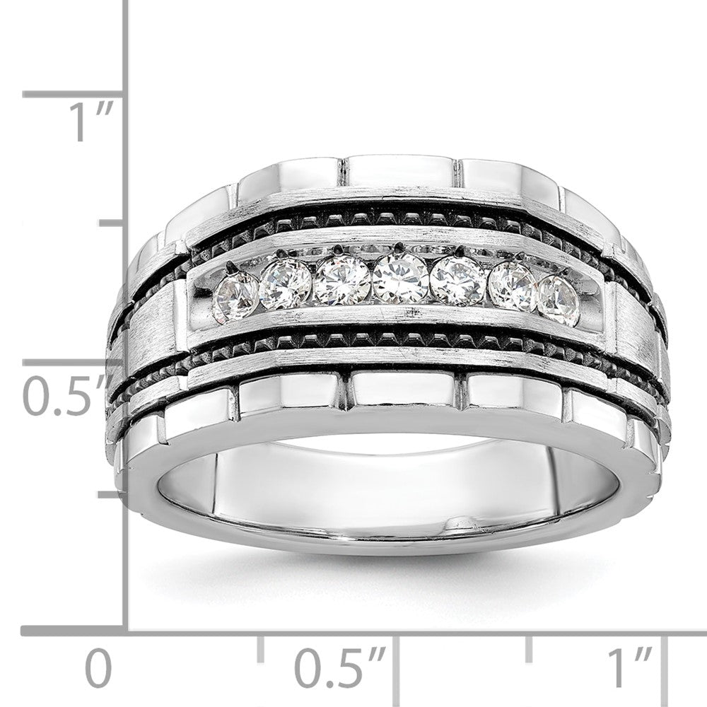 14k White Gold IBGoodman Men's Polish/Satin/Textured 7-Stone Ring Mtg