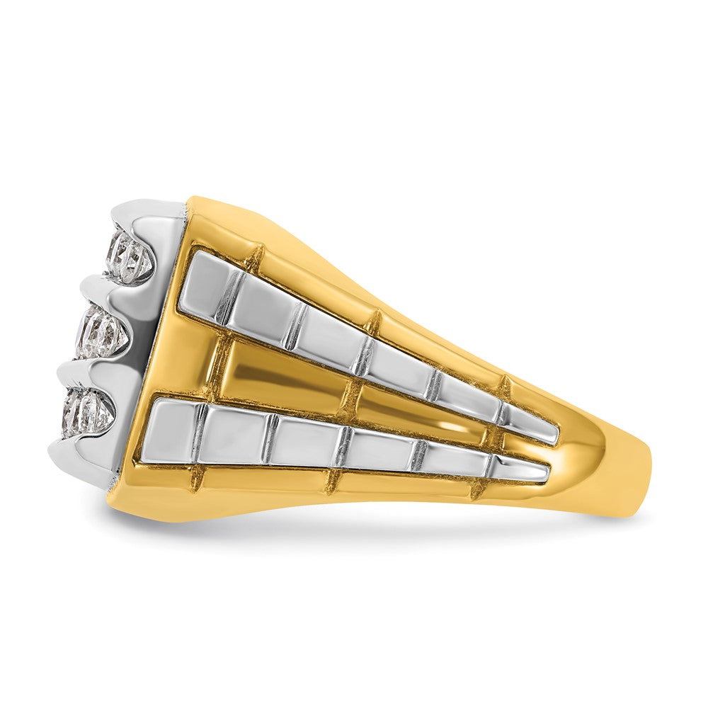 14ktt IBGoodman Men's Polished & Grooved 3-Row Cluster Ring Mounting