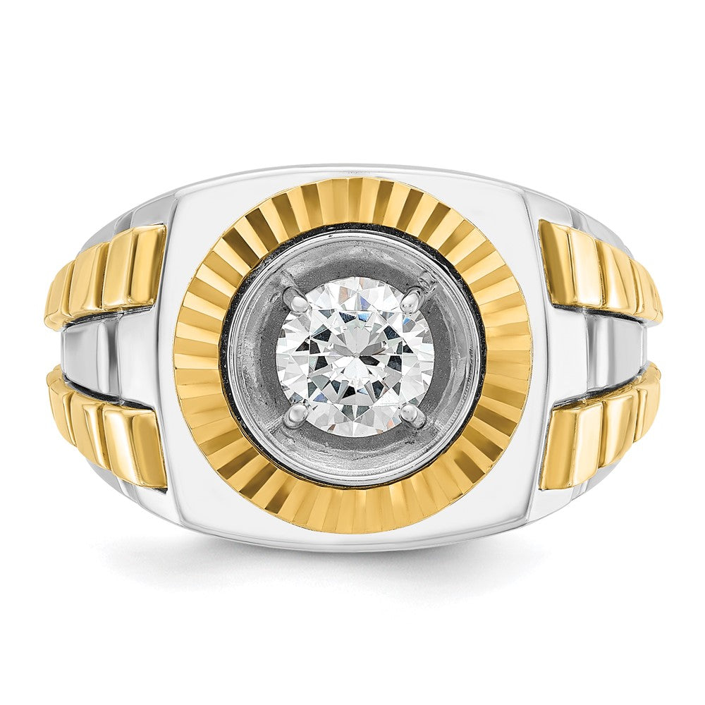 14k Two-tone IBGoodman Men's Polished and Textured Ring Mounting