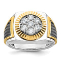 10ktt IBGoodman Men's Polished Textured D/C Round Cluster Ring Mtg