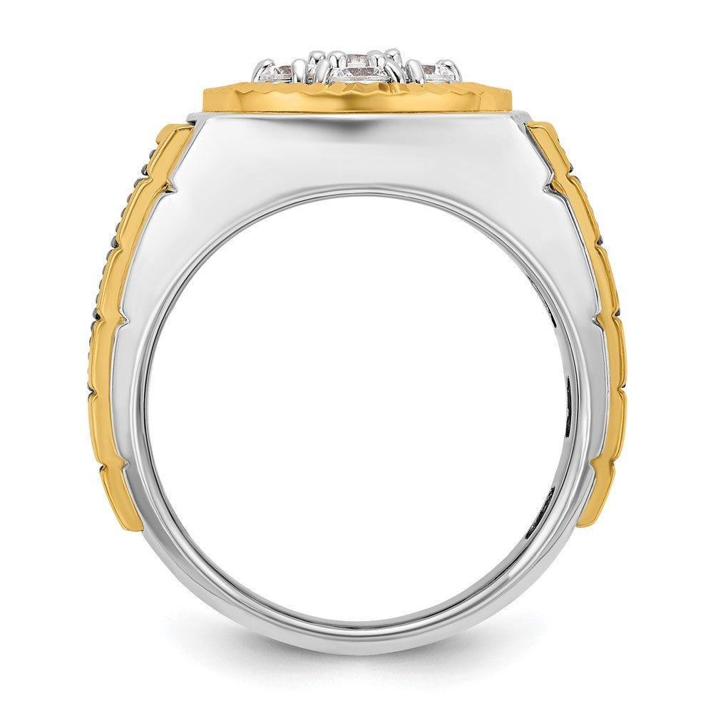 14ktt IBGoodman Men's Polished Textured D/C Round Cluster Ring Mtg