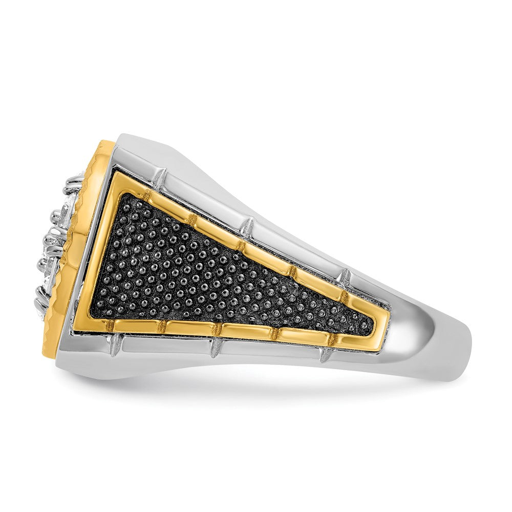 14ktt w/ Blk RH IBGoodman Men's Textured D/C Dia Round Cluster Ring