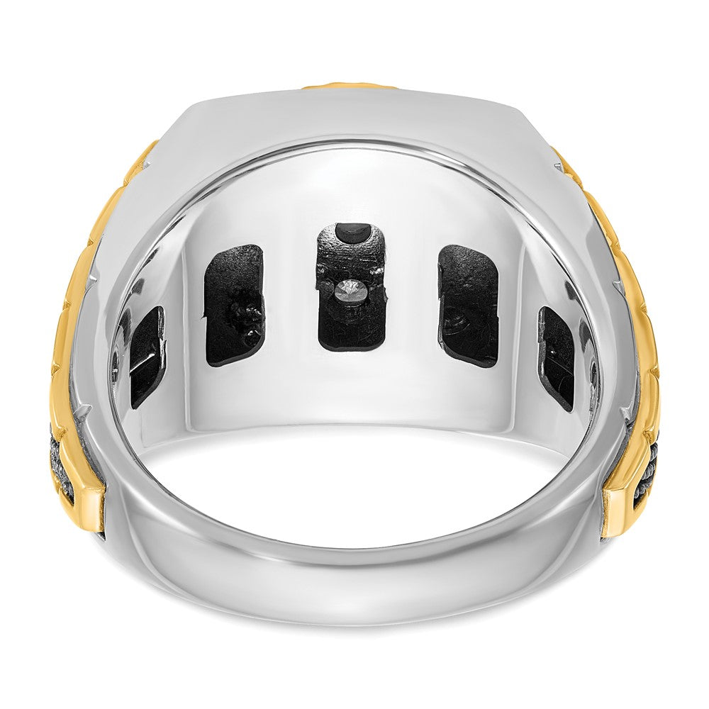 14ktt w/ Blk RH IBGoodman Men's Textured D/C Dia Round Cluster Ring