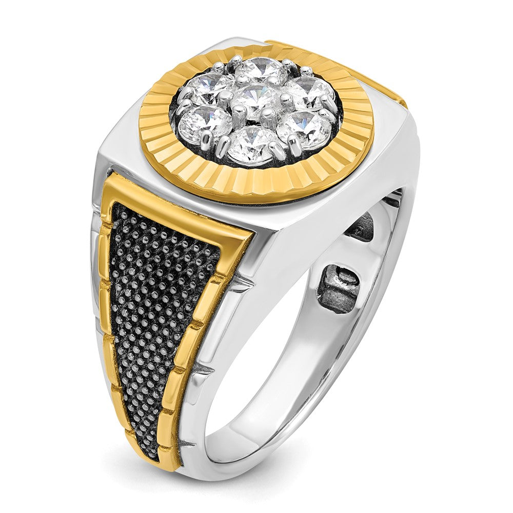 14ktt IBGoodman Men's Polished Textured D/C Round Cluster Ring Mtg