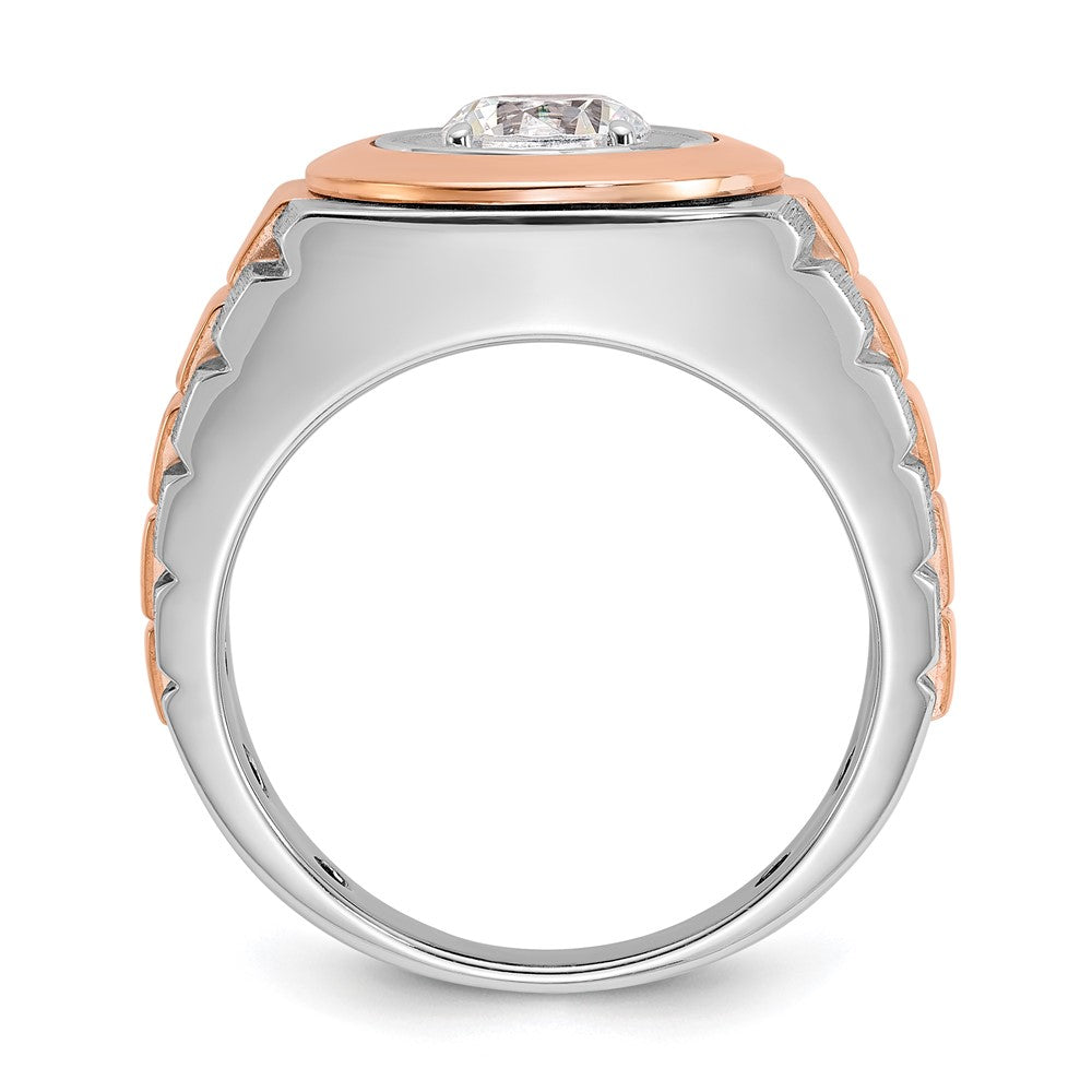 14kwr IBGoodman Men's Polished Satin & Grooved Solitaire Ring Mounting