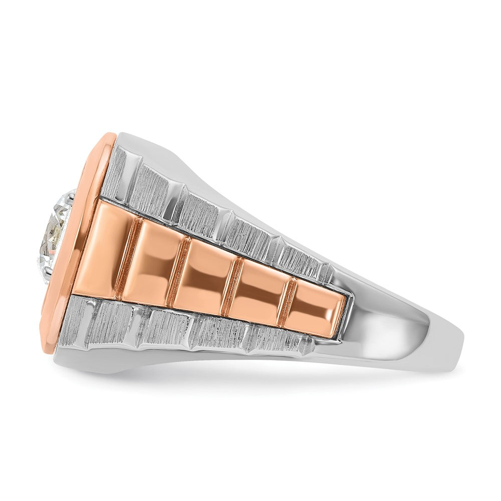 14kwr IBGoodman Men's Polished Satin & Grooved Solitaire Ring Mounting