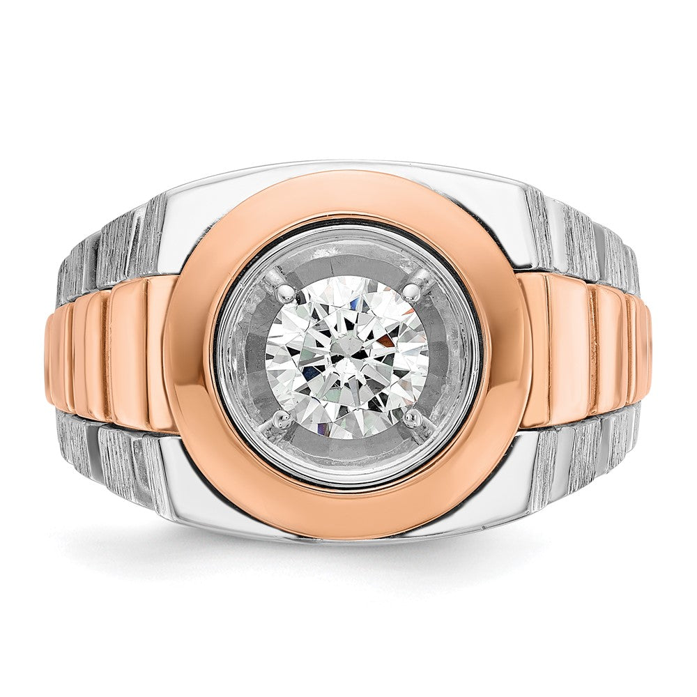 14kwr IBGoodman Men's Polished Satin & Grooved Solitaire Ring Mounting