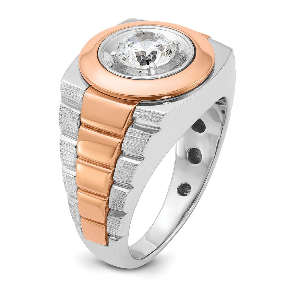 14kwr IBGoodman Men's Polished Satin & Grooved Solitaire Ring Mounting