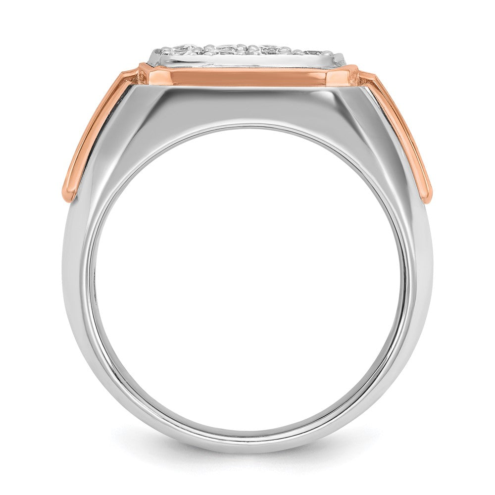 14k White & Rose Gold IBGoodman Men's Polished/Satin Dia Cluster Ring