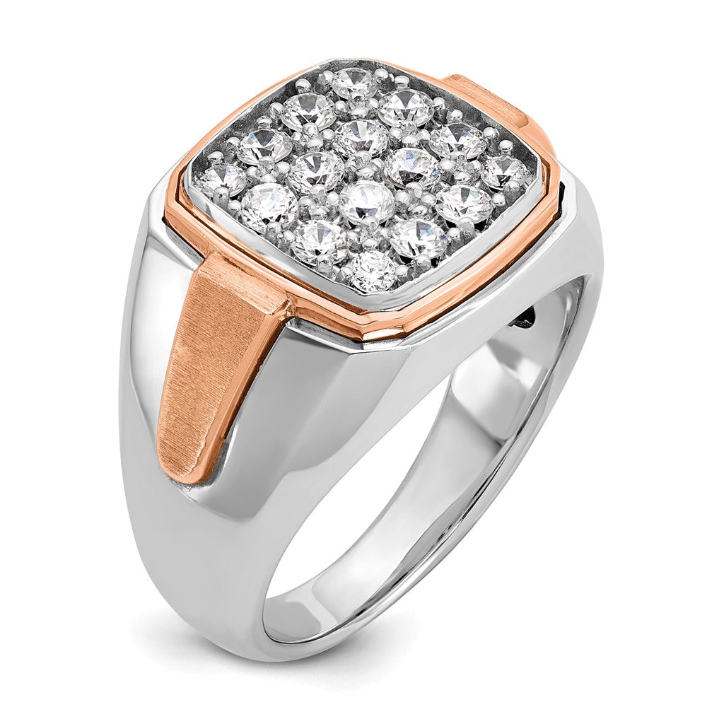 14k White & Rose Gold IBGoodman Men's Polished/Satin Dia Cluster Ring