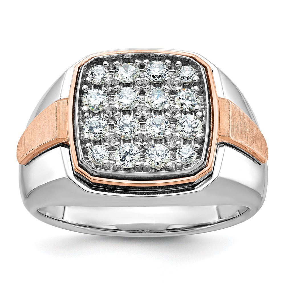 14k White & Rose Gold IBGoodman Men's Polished/Satin Dia Cluster Ring