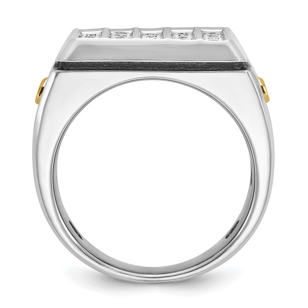 14ktt IBGoodman Men's Polished & Grooved 5-Row Cluster Ring Mtg
