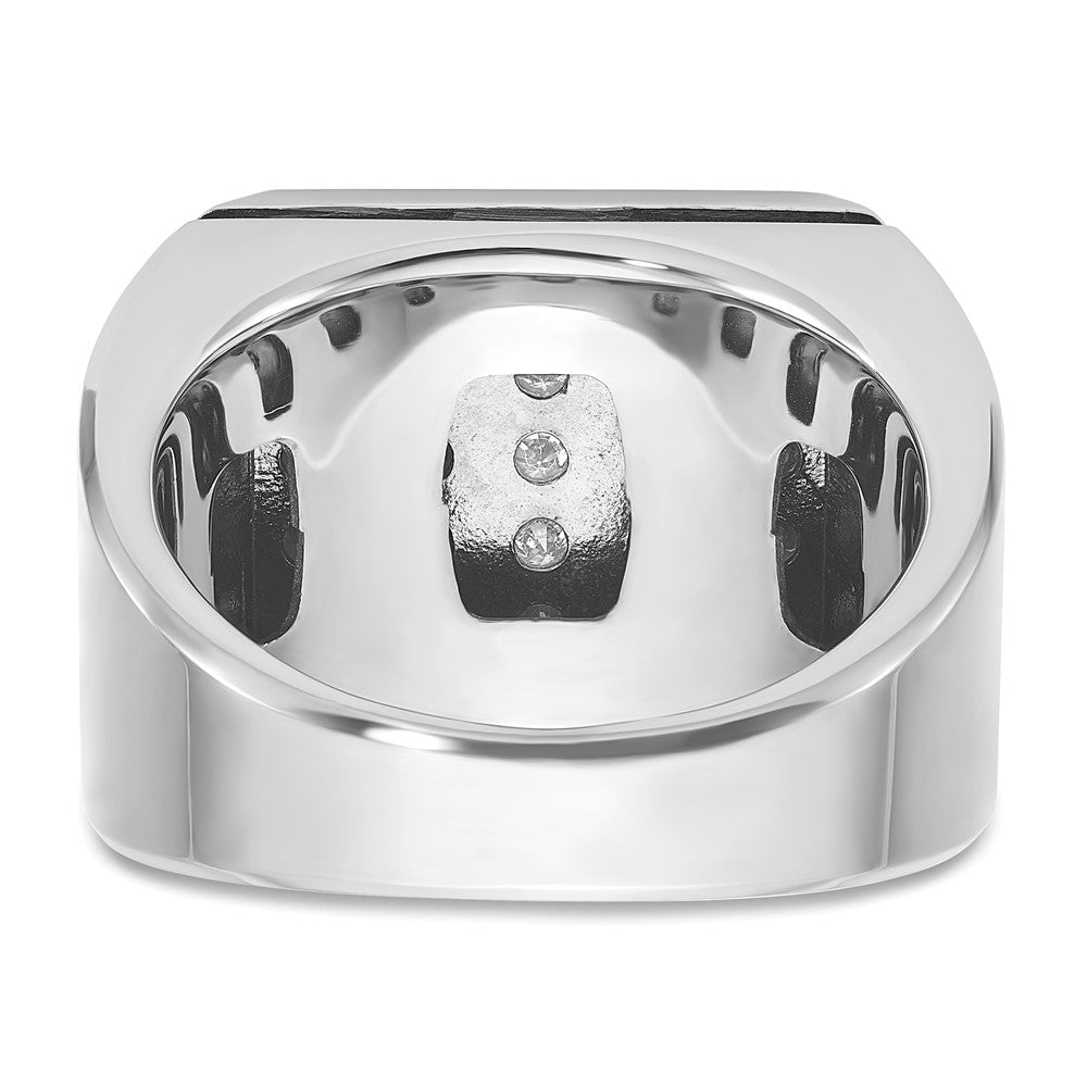 14ktt w/ Blk RH IBGoodman Men's Grooved 5-Row Cluster AA Dia Ring