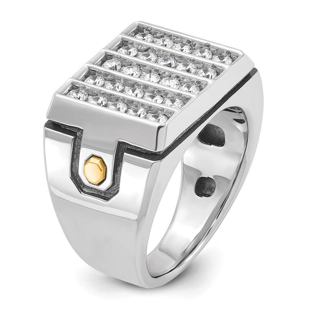 14ktt IBGoodman Men's Polished & Grooved 5-Row Cluster Ring Mtg