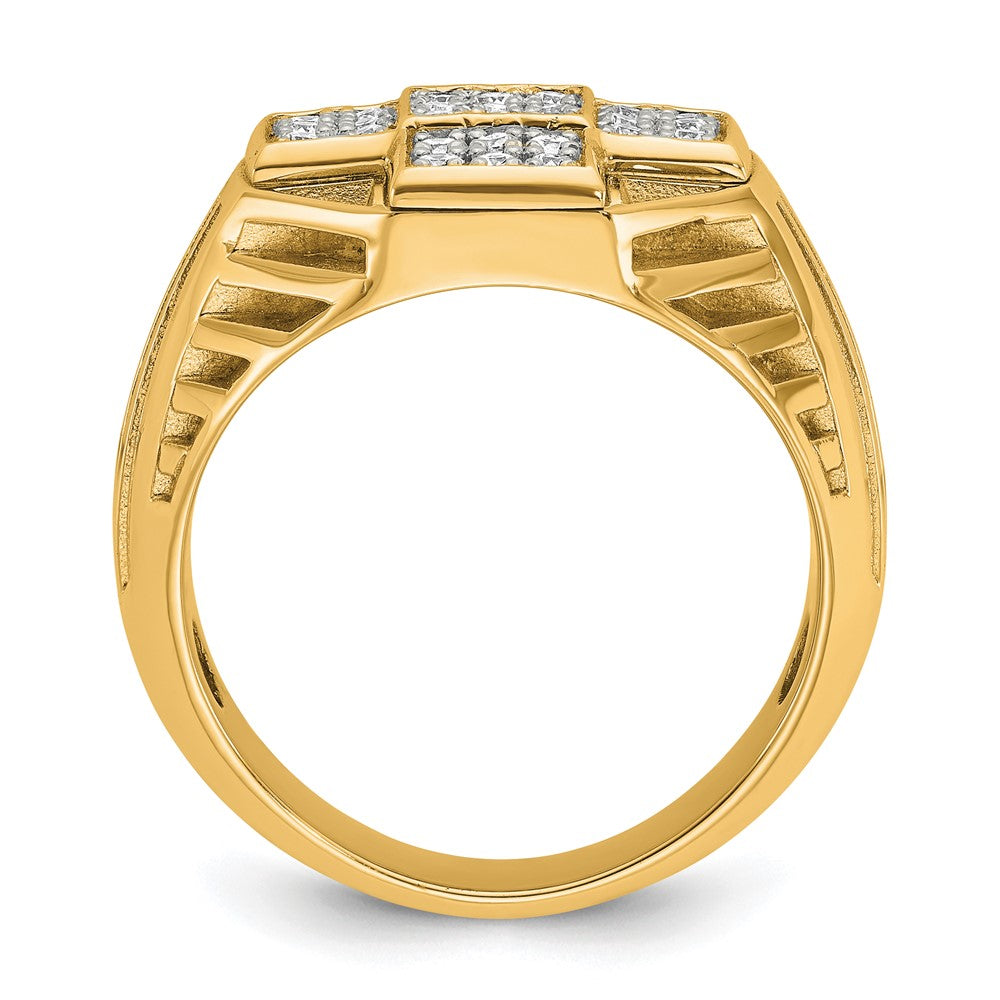 10k IBGoodman Men's Textured & Grooved Diamond Cross Cluster Ring