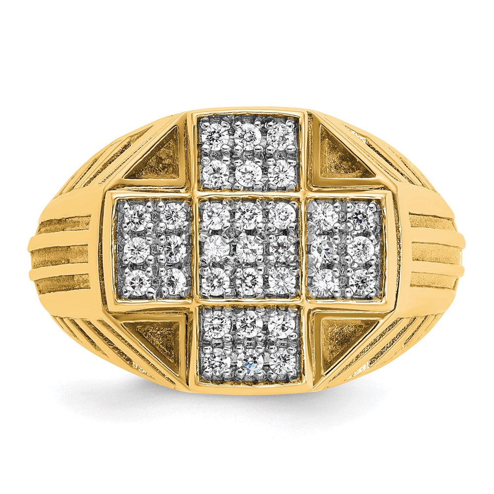 10k IBGoodman Men's Polished/Textured/Grooved Cross Cluster Ring Mtg