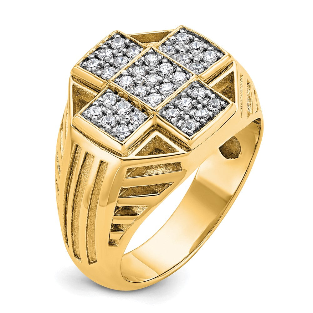 10k IBGoodman Men's Textured & Grooved Diamond Cross Cluster Ring