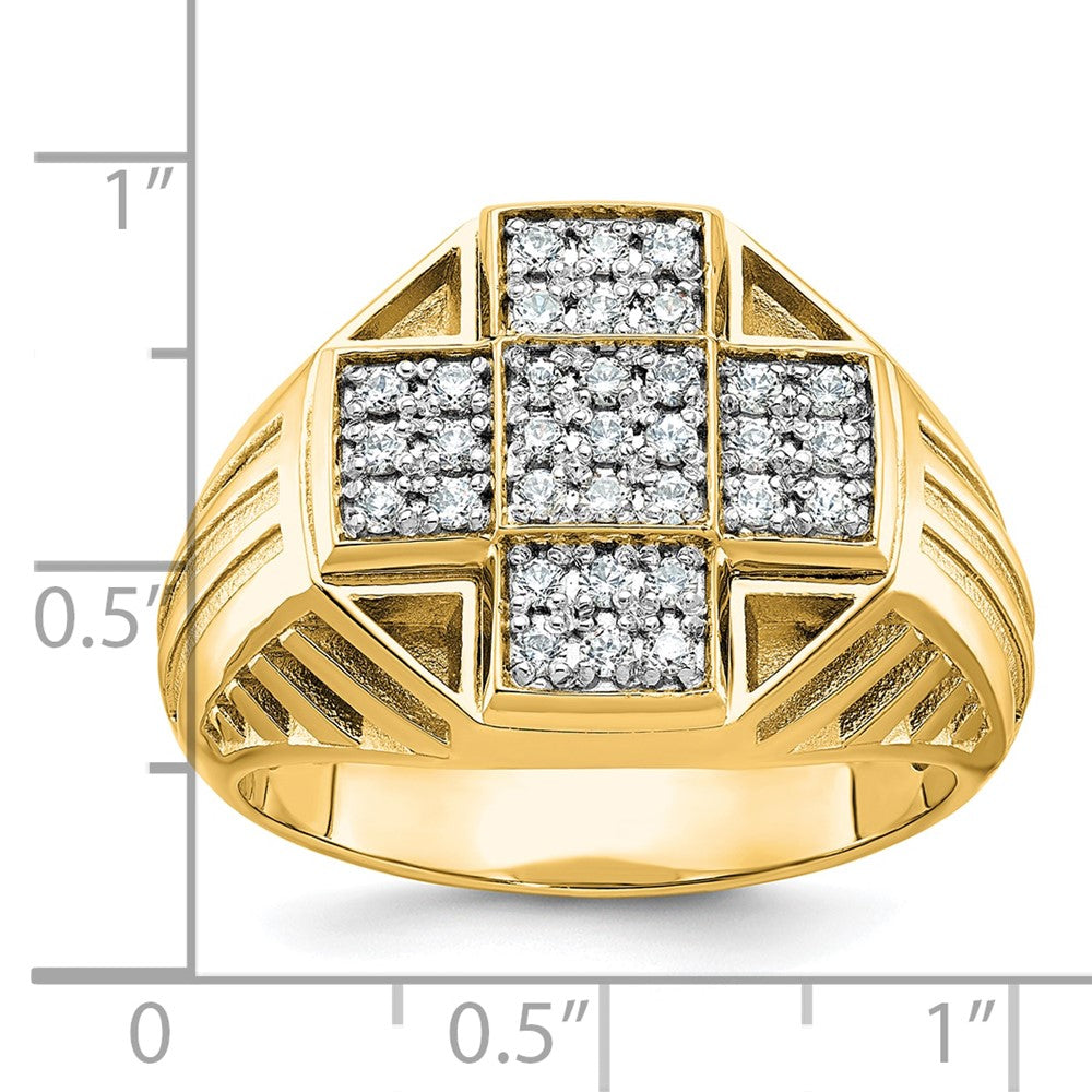 10k IBGoodman Men's Polished/Textured/Grooved Cross Cluster Ring Mtg