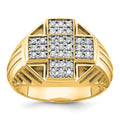 10k IBGoodman Men's Polished/Textured/Grooved Cross Cluster Ring Mtg