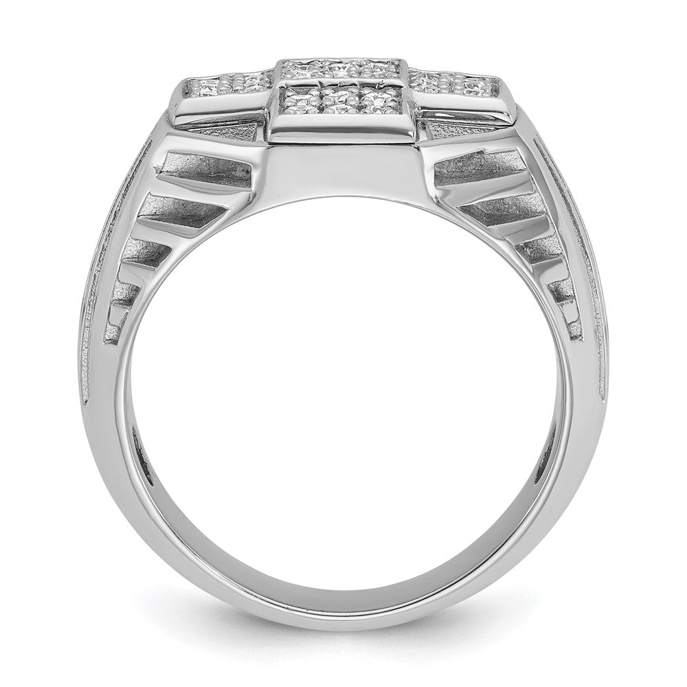 14kw IBGoodman Men's Textured & Grooved Diamond Cross Cluster Ring