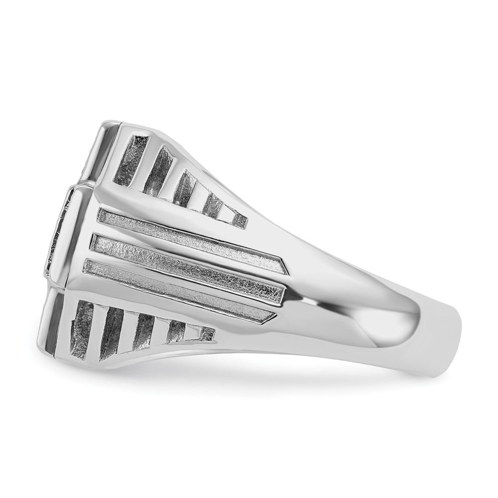 14kw IBGoodman Men's Textured & Grooved Diamond Cross Cluster Ring