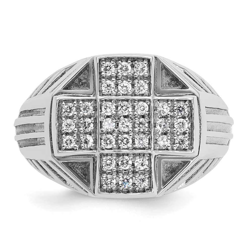 14kw IBGoodman Men's Textured & Grooved Diamond Cross Cluster Ring