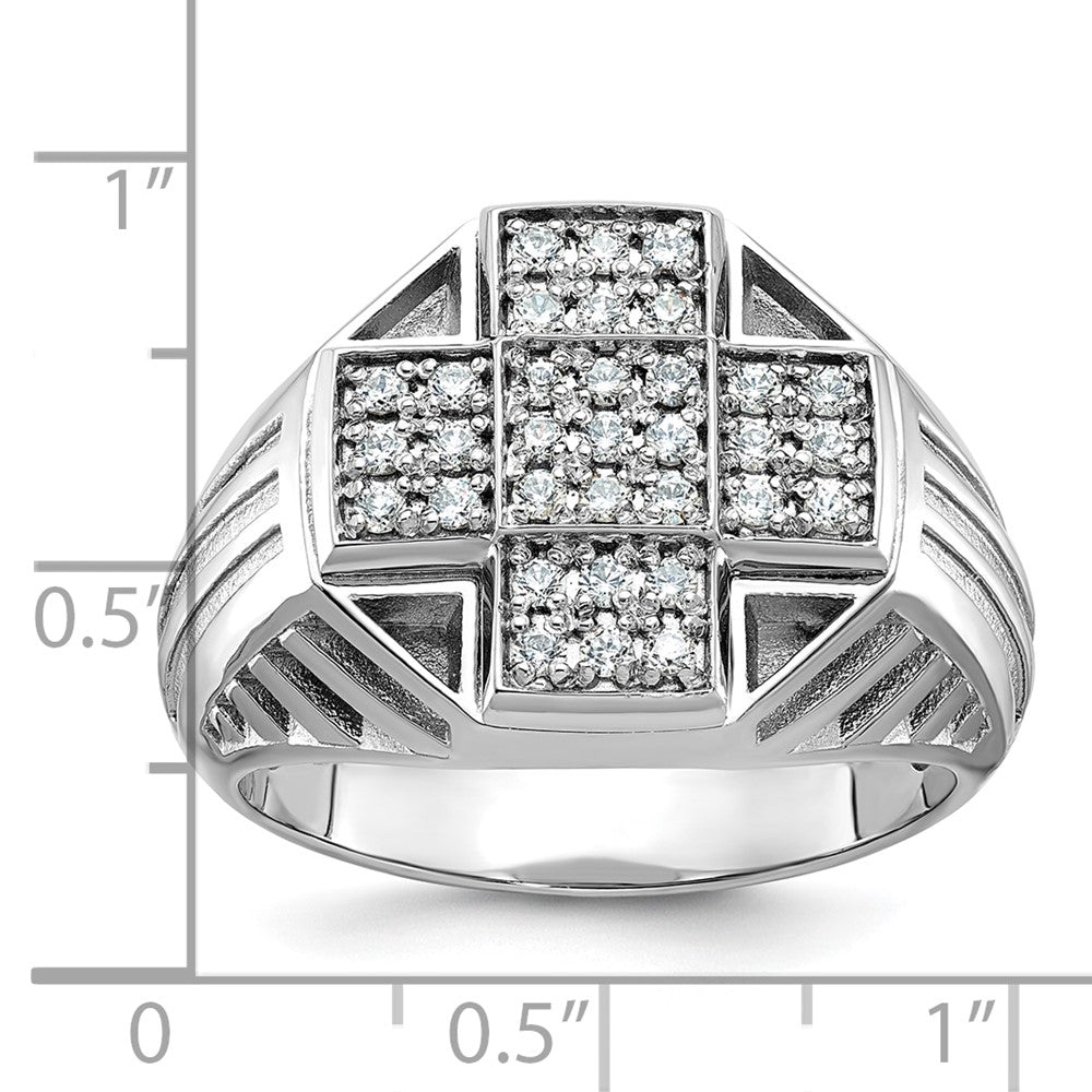14kw IBGoodman Men's Textured & Grooved Diamond Cross Cluster Ring