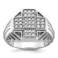 14kw IBGoodman Men's Textured & Grooved Diamond Cross Cluster Ring